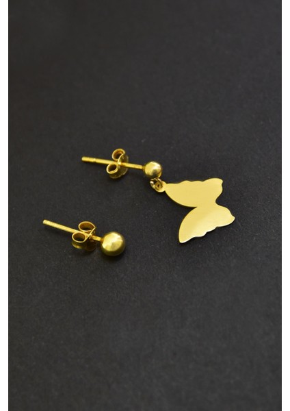 925 Ayar Gümüş Kaplama Kelebek Model Çivili Kadın Top Küpe fiyatları