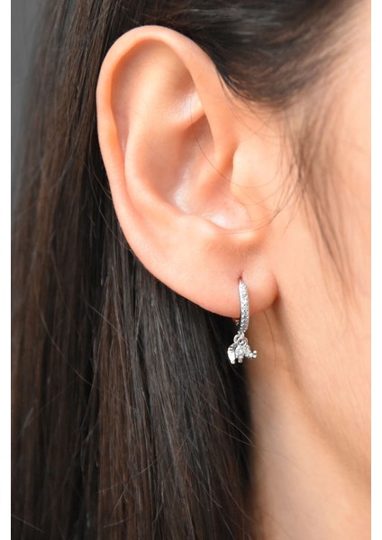 925 Ayar Gümüş Kaplama Fil Halka Küpe