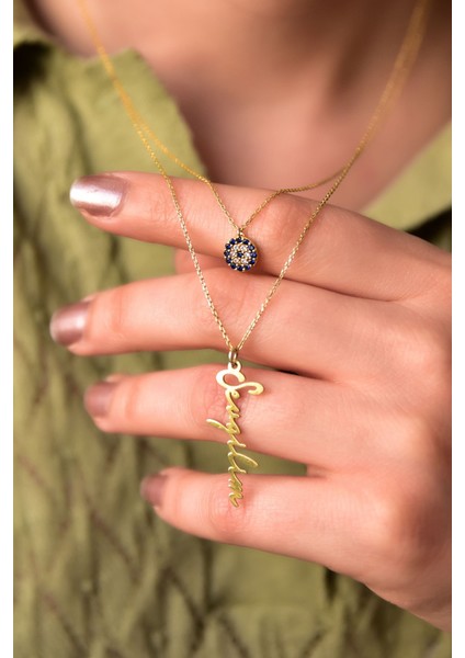 925 Ayar Gümüş Kaplama Nazar ve Sevgilim Yazılı Asansörlü Kolye fiyatları