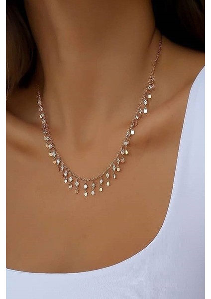 925 Ayar Gümüş Taşlı Pul Kolye