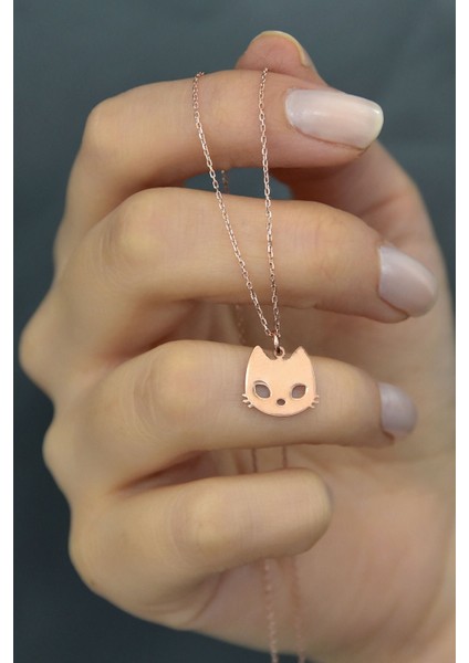 925 Ayar Plaka Kesim Gümüş Kedi Kolye modelleri