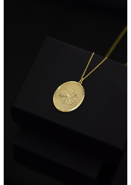 925 Ayar Gümüş Kaplama Kar Tanesi Plaka Kolye