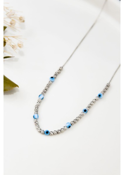 925 Ayar Gümüş Kaplama Dorika Toplu Göz Kolye