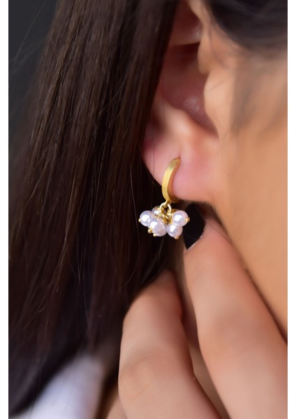 925 Ayar Gümüş Kaplama Inci Taneli Halka Küpe fiyatları