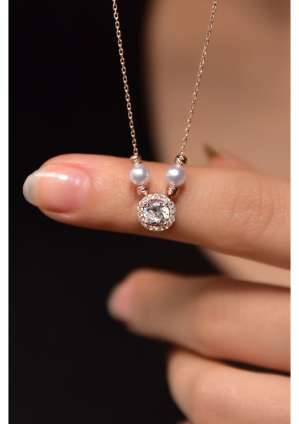 925 Ayar Gümüş Kaplama Dorika Toplu Incı Taşlı Tektaş Kolye modelleri