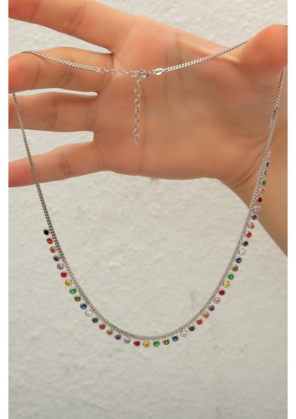 Gümüş Kaplama Sallantılı Taşlı Kolye fiyatları