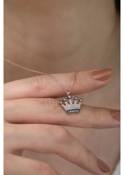 925 Ayar Taşlı Gümüş Kraliçe Tacı Kolye fiyatları