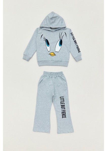 Baskılı Kapüşonlu Unisex Çocuk Eşofman Takımı