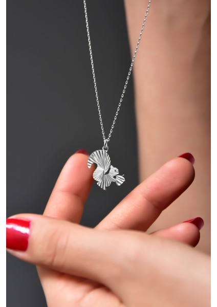 925 Ayar Gümüş Kaplama Kristal Kesim Fındık Kurdu Sincap Kolye