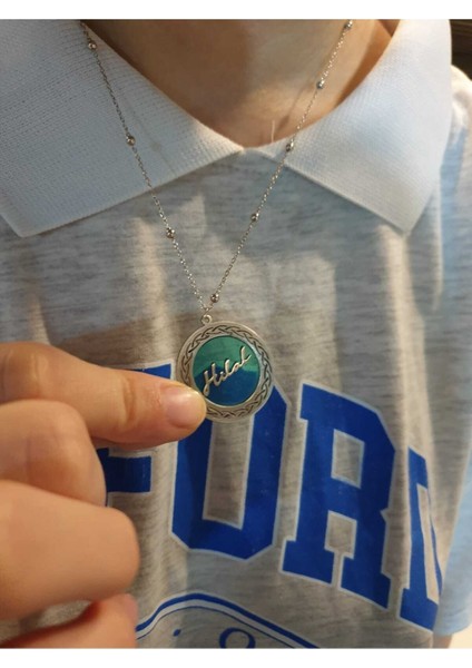 925 Ayar Gümüş Kişiye Isimli Gökkuşağı Yeşili Sultan Kolye fiyatları