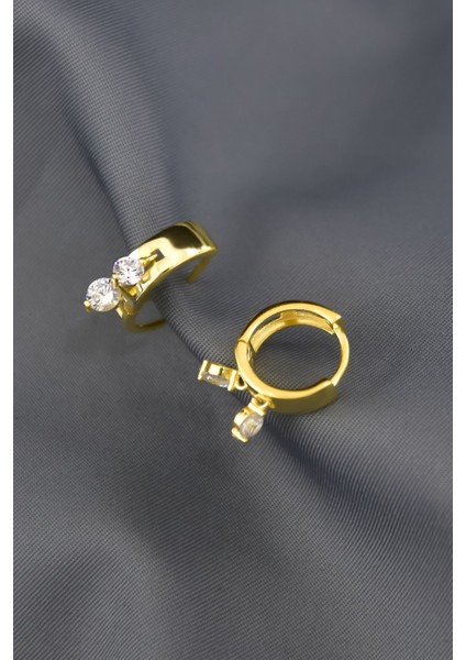 925 Ayar Gümüş Kaplama Zirkon Taşlı Sallantılı Halka Küpe modelleri