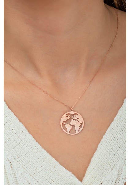 Dünya Haritası Kolye Kaplama 925 Ayar Gümüş modelleri