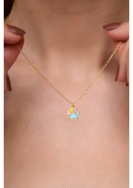 925 Ayar Gümüş Kaplama Mineli Pati Kolye