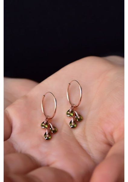 925 Ayar Gümüş Kaplama Ağustos Ayı Doğum Taşlı Kübik Drop Küpe