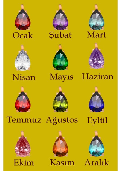 925 Ayar Gümüş Kaplama Mart Ayı Damla Doğum Taşlı Dorika Toplu , Harfli Kolye fiyatları