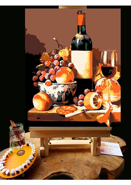 N1209 - Numaralı Boyama Seti - 40X50CM Kasnağa Gerili Ürün - Şarap ve Meyve