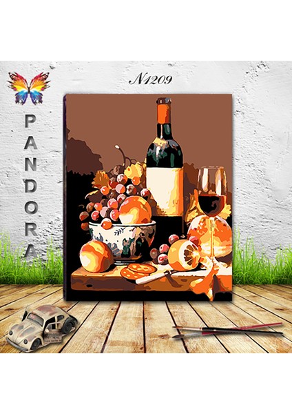 N1209 - Numaralı Boyama Seti - 40X50CM Kasnağa Gerili Ürün - Şarap ve Meyve fiyatları