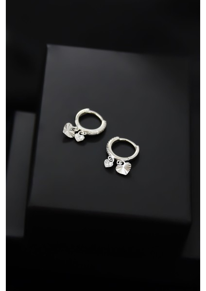 925 Ayar Gümüş Kaplama Kalp Figürlü Halka Kadın Küpe fiyatları