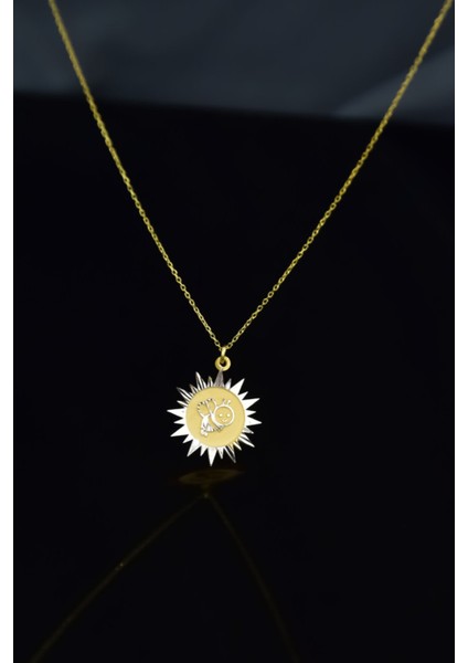 925 Ayar Gümüş Kaplama Arı Maya Kristal Kesim Güneş Plaka Kolye