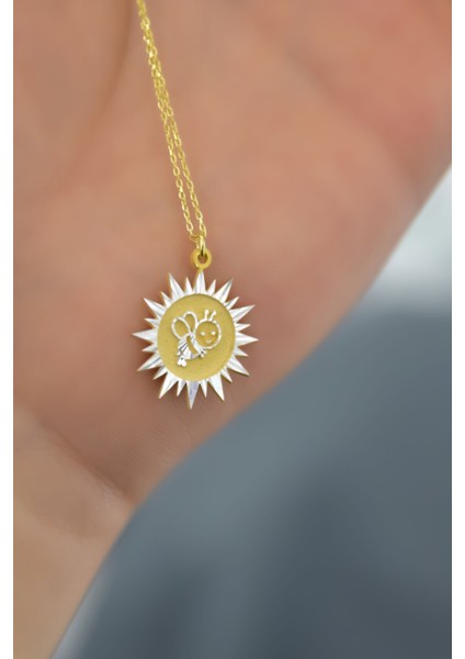 925 Ayar Gümüş Kaplama Arı Maya Kristal Kesim Güneş Plaka Kolye fiyatları