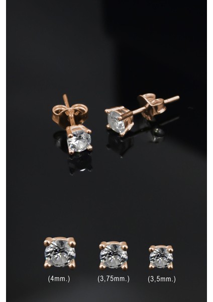 925 Ayar Gümüş Kaplama Zirkon Taşlı Tektaş Küpe 3,75 mm. fiyatları