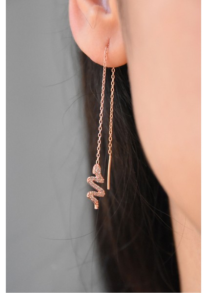 925 Ayar Gümüş Kaplama Tekli Yılan Zincir Küpe fiyatları