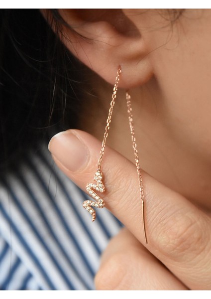 925 Ayar Gümüş Kaplama Tekli Yılan Zincir Küpe fırsatları