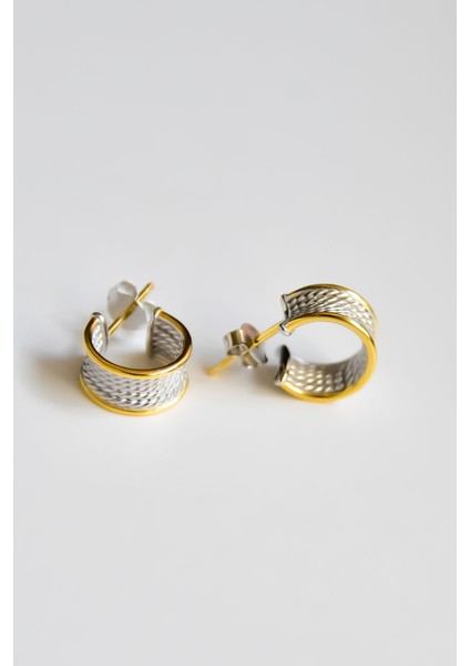 925 Ayar Gümüş Rodyum-Kaplama Desenli Halka Küpe