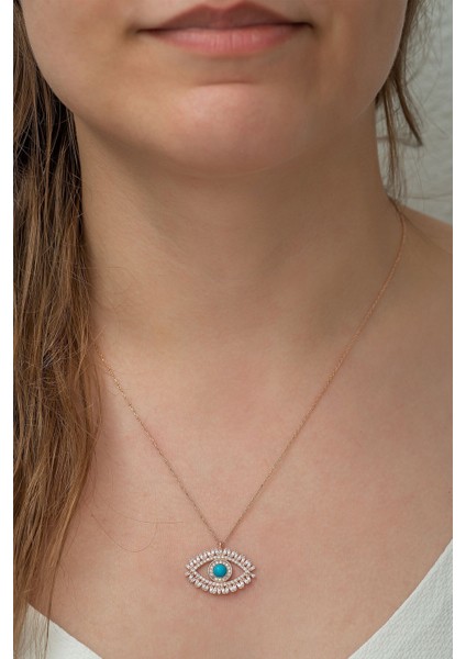 925 Ayar Kaplama Zirkon Taşlı Gümüş Göz Kolye fiyatları