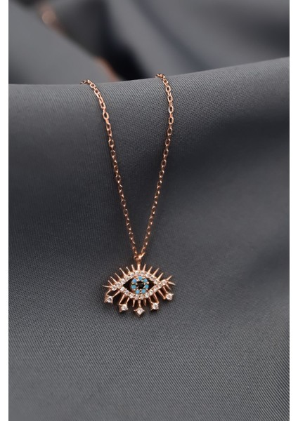 925 Ayar Gümüş Kaplama Zirkon Taşlı Kirpik Göz Kolye