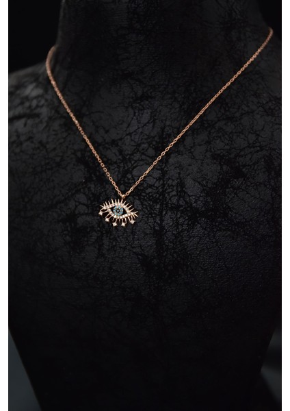 925 Ayar Gümüş Kaplama Zirkon Taşlı Kirpik Göz Kolye fiyatları