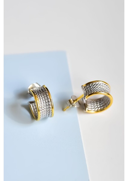 925 Ayar Gümüş Rodyum-Kaplama Desenli Halka Küpe fiyatları