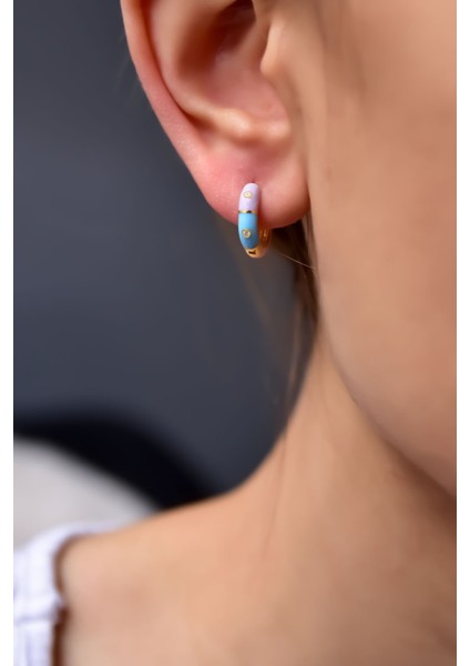 925 Ayar Gümüş Kaplama Zirkon Taşlı Renkli Mineli Halka Küpe fiyatları