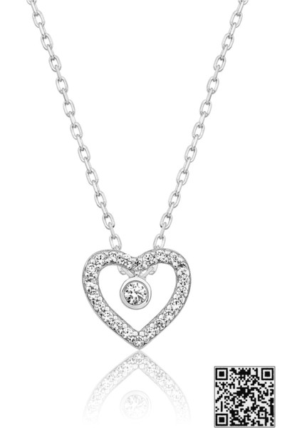 Swarovski® Tektaşlı Kalp Kolye Kaplama 925 Ayar Gümüş modelleri
