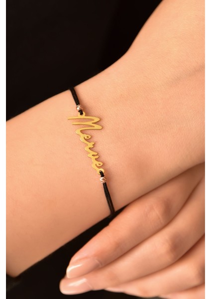 925 Ayar Gümüş Dorika Toplu Kaplama Ipli Isim Bileklik