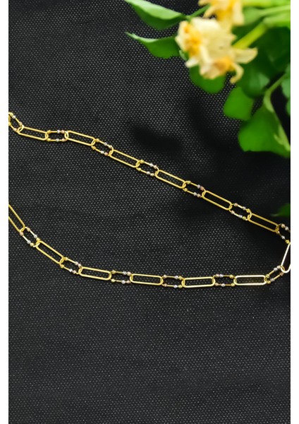 925 Ayar Gümüş Kaplama Üç Renk Dorika Toplu Ataç Kolye