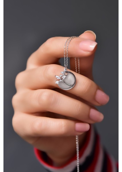 925 Ayar Gümüş Kaplama Çember Hayat Ağacı Kolye