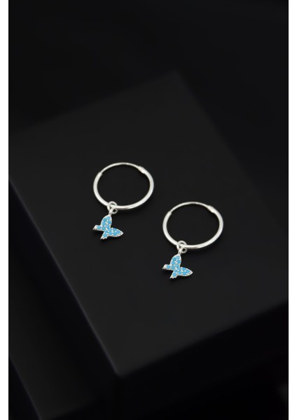 925 Ayar Gümüş Kaplama Kelebek Model Halka Küpe