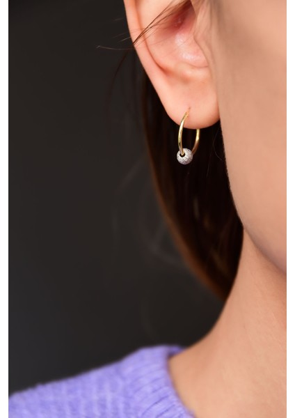 925 Ayar Gümüş 2 Renk Dorika Toplu Halka Küpe