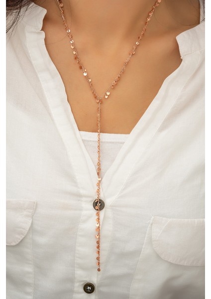 Kadın 925 Ayar Gümüş Sıralı Pul Kolye