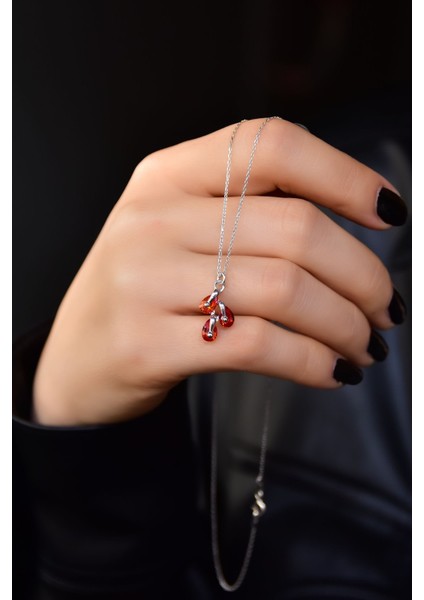 925 Ayar Gümüş Kaplama Kasım Ayı Doğum Taşlı Kübik Drop Kolye