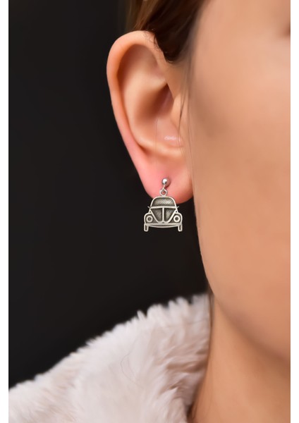 925 Ayar Gümüş Kaplama Tosbaga, Vosvos Figür Çivili Küpe