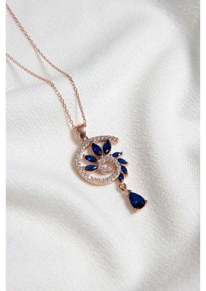 925 Ayar Gümüş Kaplama Lacivert Renkli Spiral Snail Kolye fiyatları