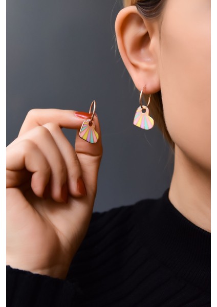 925 Ayar Gümüş Kaplama Mineli Kalp Küpe