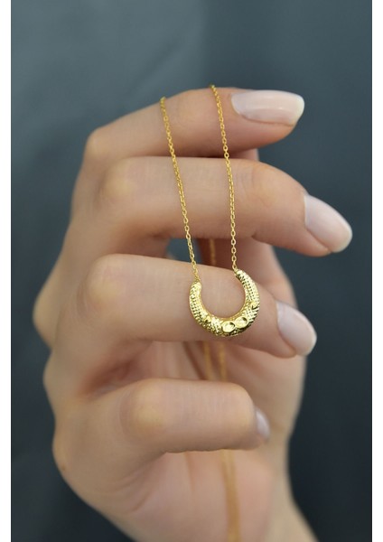 925 Ayar Gümüş Kaplama Sonsuzluk Desenli Hilal Kolye fiyatları