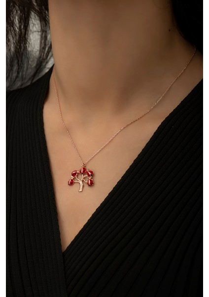 Uğur Böceği Hayat Ağacı Kolye Kaplama 925 Ayar Gümüş modelleri