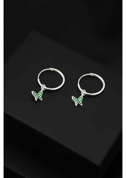 925 Ayar Gümüş Kaplama Kelebek Model Halka Küpe