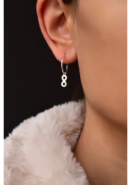 925 Ayar Gümüş Kaplama Sonsuzluk Halka Küpe