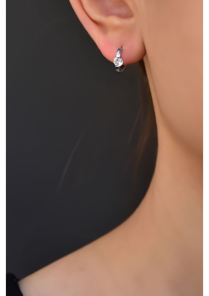 925 Ayar Gümüş Kaplam Oval Kesim Tek Taşlı Halka Küpe fiyatları