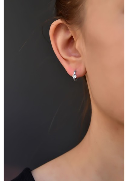 925 Ayar Gümüş Kaplam Oval Kesim Tek Taşlı Halka Küpe modelleri